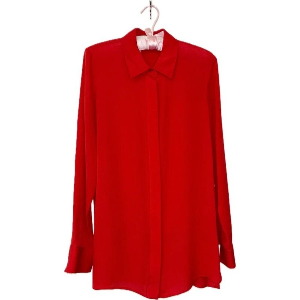 Vince Burnt Orange Silk Blouse Size 8